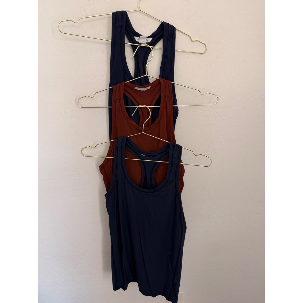 Athleta Racerback Tank Top Lot of 3 Navy Blue Burgundy XS S Athletic Workout